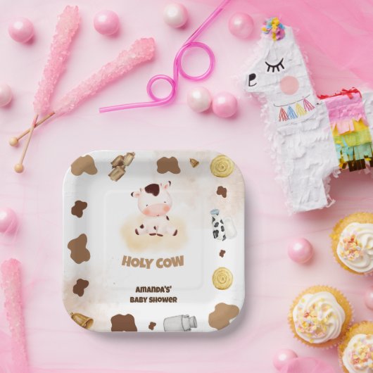 ファームホーリーカウベビーシャワー ペーパープレート (パーティー)