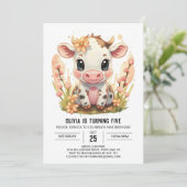 ファームボホ納屋周囲の庭牛誕生日 招待状 (スタンド正面)