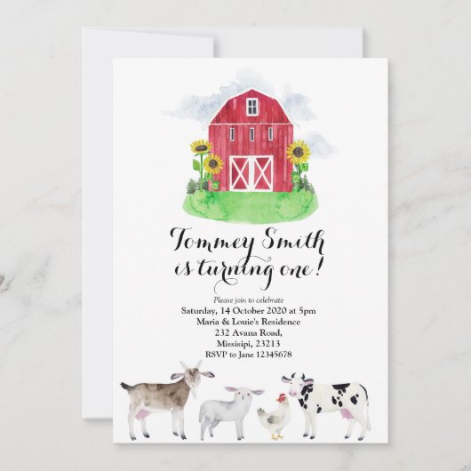 ファームボーイ誕生日 招待状 (正面)