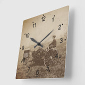 ファームボーイ&アンティークトラクターブラウン スクエア壁時計 (傾斜)