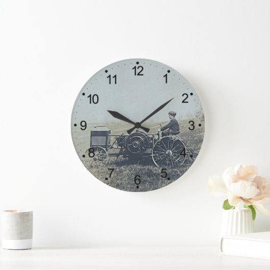ファームボーイ&アンティークトラクタ ラージ壁時計 (ホーム)