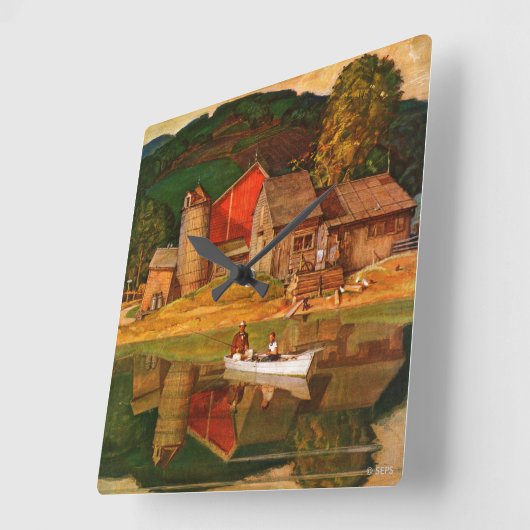 ファームポンドランドスケープバイミードシェーファー スクエア壁時計 (傾斜)