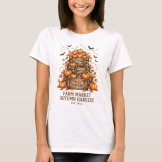 ファームマーケットの秋の収穫カボチャTシャツ 秋 Tシャツ