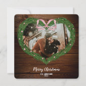 ファームメリー素朴クリスマスハートリース写真 招待状 (正面)