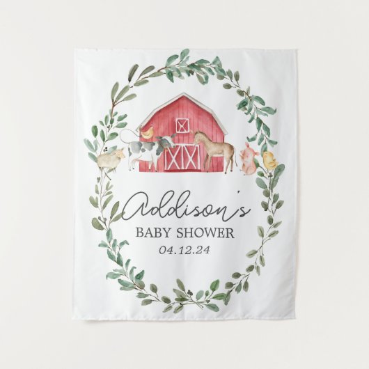 ファームモダンウェルカムサインファーム歓迎ポスターテープ タペストリー (正面)