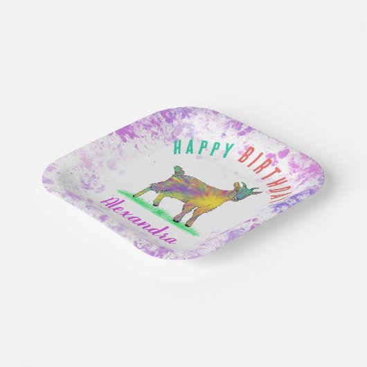 ファームヤギカラフルガールズバースデーパーティー名 ペーパープレート (傾斜あり)