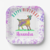 ファームヤギカラフルガールズバースデーパーティー名 ペーパープレート (正面)