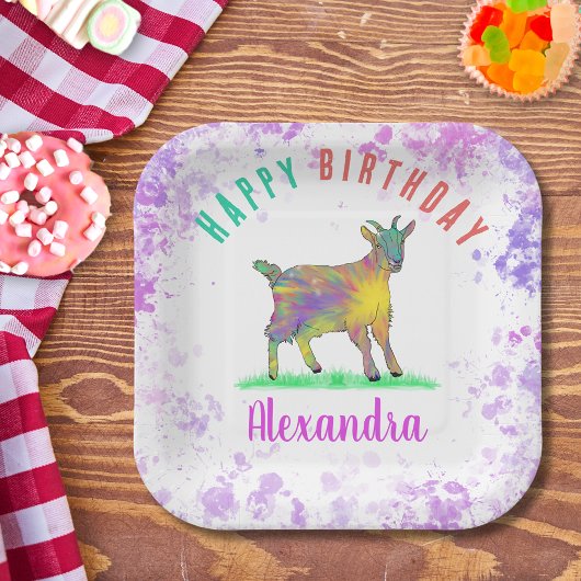 ファームヤギカラフルガールズバースデーパーティー名 ペーパープレート
