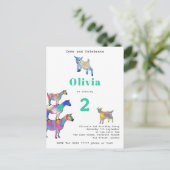 ファームヤギカラフルツ誕生日パーティー インビテーションポストカード (スタンド正面)