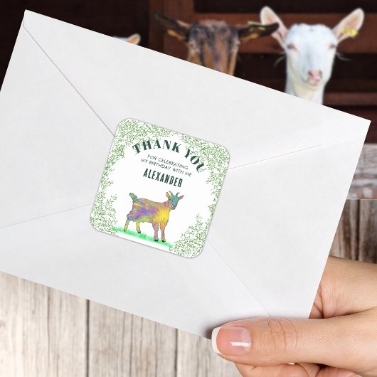 ファームヤギ誕生日パーティーありがとう スクエアシール