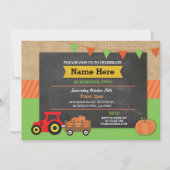 ファームヤードバースデーパーティパンプキントラクタ招待状 招待状 (正面)