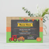ファームヤードバースデーパーティパンプキントラクタ招待状 招待状 (スタンド正面)