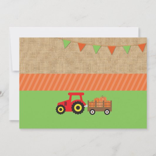 ファームヤードバースデーパーティパンプキントラクタ招待状 招待状 (裏面)