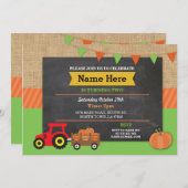 ファームヤードバースデーパーティパンプキントラクタ招待状 招待状 (正面/裏面)