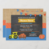 ファームヤードバースデーパーティパンプキントラクタ招待状 招待状 (正面/裏面)