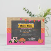 ファームヤードバースデーパーティーパンプキントラクター招待状 招待状 (スタンド正面)