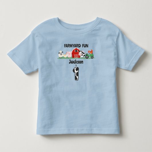 ファームヤード ファン 1歳の誕生日 農場の動物の誕生日 トドラーTシャツ (正面)
