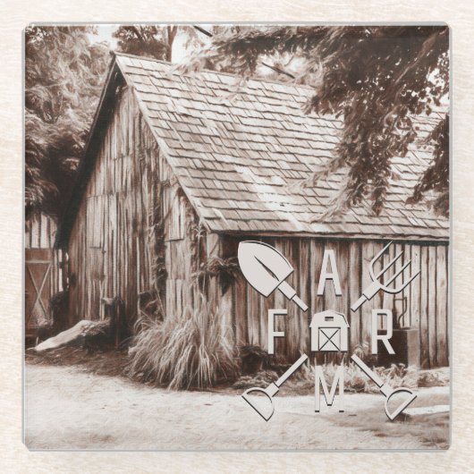 ファームライフアンティークバーン ガラスコースター (正面)