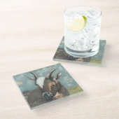 ファームライフグレーヤギ ガラスコースター (アングル)