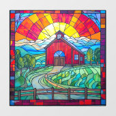 ファームライフレッドバーンアットサンセットステンドグラスフェイクホテル ウィンドウサイン (シート)