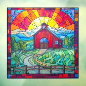 ファームライフレッドバーンアットサンセットステンドグラスフェイクホテル ウィンドウサイン (シート3)