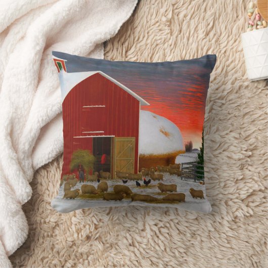 ファームライフ納屋周囲の庭インウィンターホレイションショー1885 クッション (ブランケット)