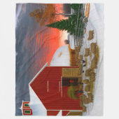 ファームライフ納屋周囲の庭インウィンターホレイションショー1885 フリースブランケット (正面)