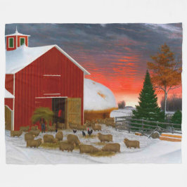 ファームライフ納屋周囲の庭インウィンターホレイションショー1885 フリースブランケット