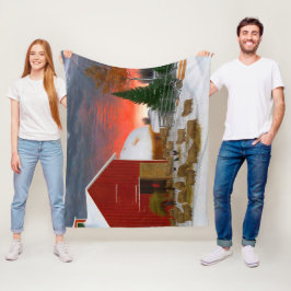 ファームライフ納屋周囲の庭インウィンターホレイションショー1885 フリースブランケット