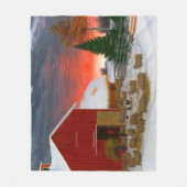 ファームライフ納屋周囲の庭インウィンターホレイションショー1885 フリースブランケット (正面)