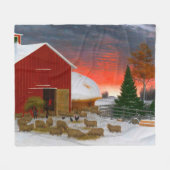 ファームライフ納屋周囲の庭インウィンターホレイションショー1885 フリースブランケット (正面(横))