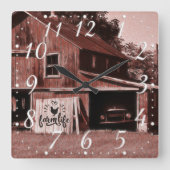ファームライフ アンティーク レッドバーン スクエア壁時計 (正面)