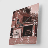ファームライフ アンティーク レッドバーン スクエア壁時計 (傾斜)