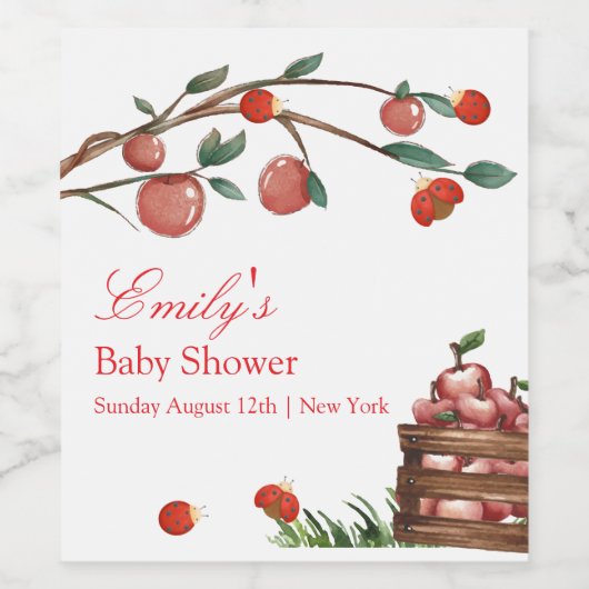 ファームラディバ素朴グのアップルガールベビーシャワー ワインラベル (シングルラベル)