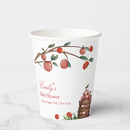 ファームラディバ素朴グのアップルガールベビーシャワー 紙コップ (裏面)