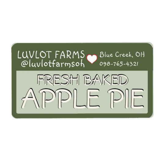 ファームラベル生焼いた生アップルパイとハート ラベル (正面)