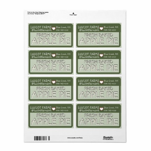 ファームラベル生焼いた生アップルパイとハート ラベル (フルシート)