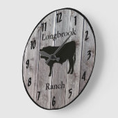 ファームランチまたは安定した名前4カスタムバーンウッドスタイル ラージ壁時計 (傾斜)