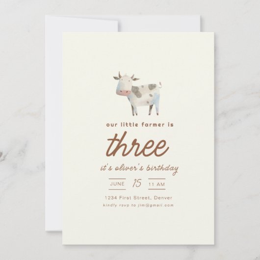 ファームランチカウバースデーパーティー招待状 招待状 (正面)