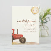 ファームランチテーマの誕生日招待状ウィズトラクター 招待状 (スタンド正面)
