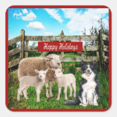ファームランチ羊と犬ハッピーホリデー スクエアシール (正面)