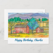 ファームランドレッドバーンズハッピーバースデー名前をカスタムする ポストカード (正面/裏面)