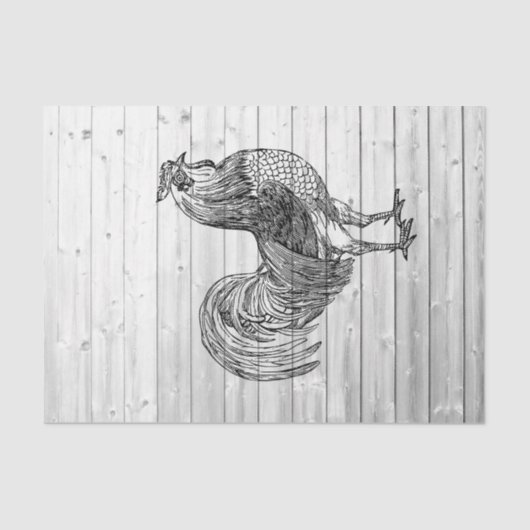 ファームルースターウェザードバーンドウッド1デコパージュ 薄葉紙 (正面)