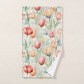 ファームレッドイエローチューリップフラワーズブライダルシャワー バスタオルセット (ハンドタオル)