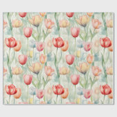 ファームレッドイエローチューリップフラワーズ誕生日 ラッピングペーパー (フラット)