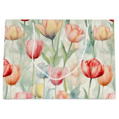 ファームレッドイエローチューリップフラワーズ誕生日 ラージペーパーバッグ (正面)