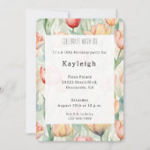 ファームレッドイエローチューリップフラワーズ誕生日 招待状 (正面)