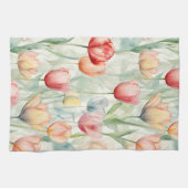 ファームレッドイエローチューリップ花 キッチンタオル (横)