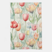 ファームレッドイエローチューリップ花 キッチンタオル (縦)