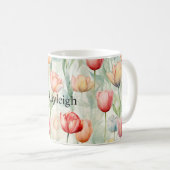 ファームレッドイエローチューリップ花 コーヒーマグカップ (正面右)